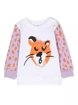 Stella McCartney Kids футболка с длинными рукавами и принтом, белый
