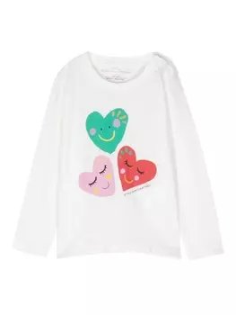 Stella McCartney Kids футболка с длинными рукавами и принтом, белый