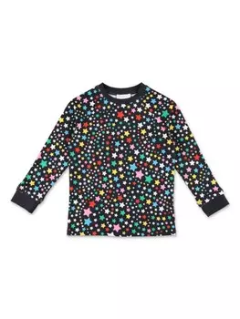 Stella McCartney Kids футболка с длинными рукавами и узором «звезды», черный