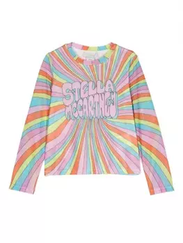Stella McCartney Kids футболка с графическим принтом и сеткой, розовый