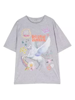 Stella McCartney Kids футболка с графичным принтом, серый