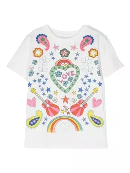 Stella McCartney Kids футболка с графичным принтом, белый
