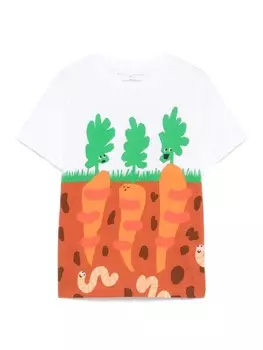 Stella McCartney Kids футболка с иллюстрацией и принтом, белый