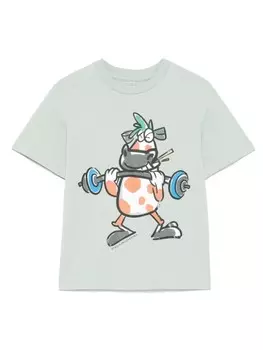 Stella McCartney Kids футболка с иллюстрацией и принтом, зеленый