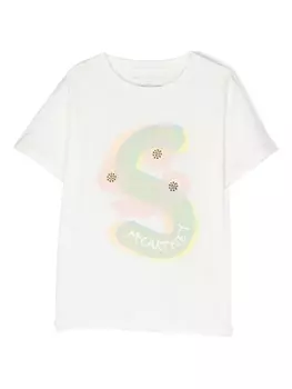 Stella McCartney Kids футболка с логотипом, белый