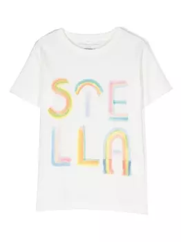 Stella McCartney Kids футболка с логотипом, белый