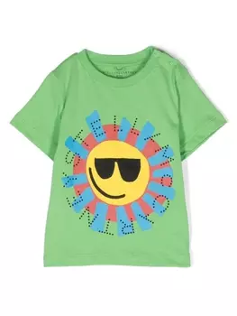 Stella McCartney Kids футболка с логотипом Sun, зеленый