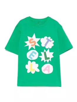 Stella McCartney Kids футболка с логотипом, зеленый