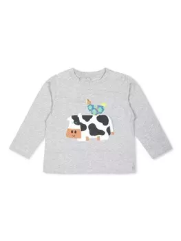 Stella McCartney Kids футболка с принтом коровы, серый