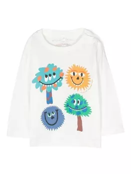 Stella McCartney Kids футболка с принтом Monster Face, белый