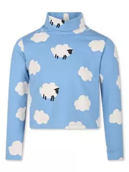 Stella McCartney Kids футболка с принтом овец, синий