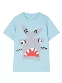 Stella McCartney Kids футболка с принтом Shark, синий