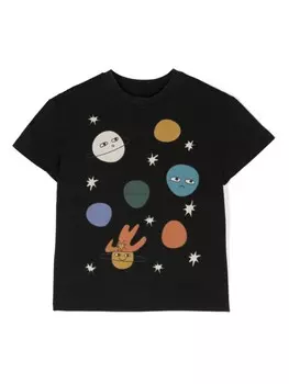 Stella McCartney Kids футболка с принтом Space, черный