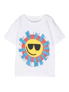 Stella McCartney Kids футболка с принтом Sun, белый