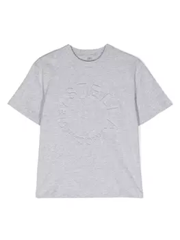 Stella McCartney Kids футболка с тисненым логотипом, серый
