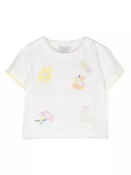 Stella McCartney Kids футболка с вышивкой, белый