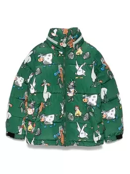 Stella McCartney Kids иллюстрированный принт куртка, зеленый