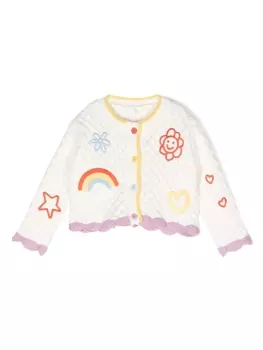 Stella McCartney Kids кардиган из органического хлопка с вышивкой, белый