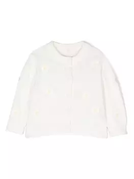 Stella McCartney Kids кардиган на пуговицах с цветочной вышивкой, белый