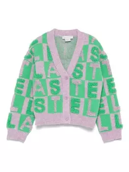 Stella McCartney Kids кардиган с аппликацией логотипа, фиолетовый
