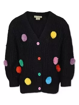 Stella McCartney Kids кардиган с помпонами, черный