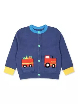 Stella McCartney Kids кардиган с ребристым краем, синий
