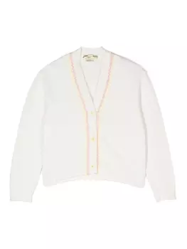 Stella McCartney Kids кардиган в рубчик с V-образным вырезом, белый