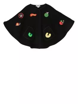 Stella McCartney Kids кейп из смесовой шерсти с графичным принтом, черный