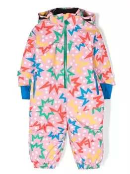 Stella McCartney Kids комбинезон с капюшоном и графичным принтом, розовый