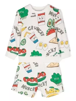 Stella McCartney Kids комплект Crunchy Lunchy из толстовки и шортов, белый