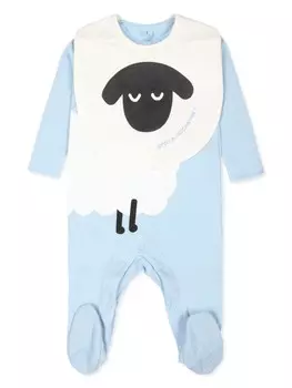 Stella McCartney Kids комплект для новорожденного из хлопка с принтом овцы, синий