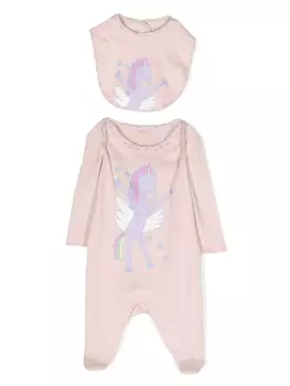 Stella McCartney Kids комплект из комбинезона и нагрудника с логотипом, розовый