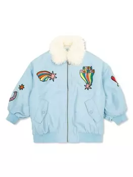 Stella McCartney Kids куртка-бомбер с аппликацией, синий
