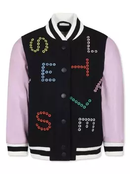 Stella McCartney Kids куртка-бомбер с вышитым логотипом, черный