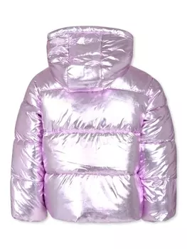 Stella McCartney Kids куртка-пуховик с аппликацией логотипа, розовый