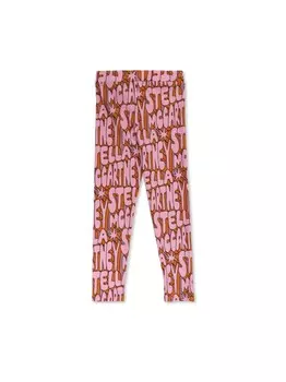 Stella McCartney Kids легинсы с логотипом, розовый