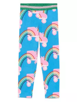 Stella McCartney Kids легинсы с принтом Rollerskate Rainbow, синий