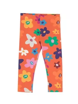 Stella McCartney Kids легинсы Smiley с цветочным принтом, оранжевый