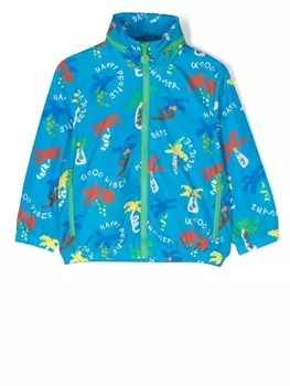 Stella McCartney Kids легкая куртка с графичным принтом, синий