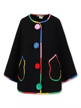 Stella McCartney Kids пальто с помпонами, черный