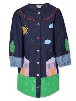 Stella McCartney Kids платье без рукавов с аппликацией в фермерском стиле, синий