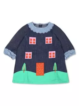 Stella McCartney Kids платье из органического хлопка с аппликацией, синий