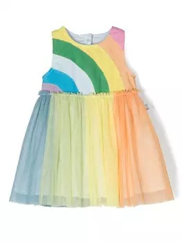 Stella McCartney Kids платье из тюля в полоску, желтый