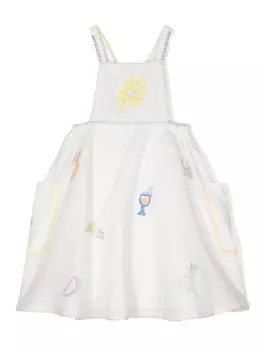 Stella McCartney Kids платье мини с вышивкой, белый