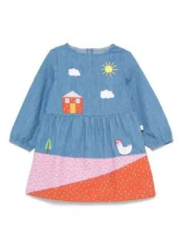 Stella McCartney Kids платье с аппликацией в фермерском стиле, синий