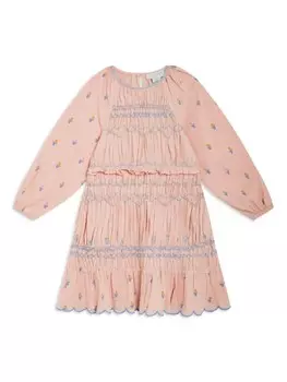 Stella McCartney Kids платье с цветочной вышивкой, розовый