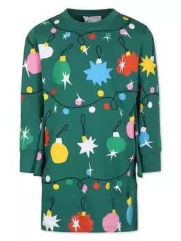 Stella McCartney Kids платье с графическим принтом по всей поверхности, зеленый