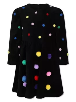 Stella McCartney Kids платье с помпонами, черный