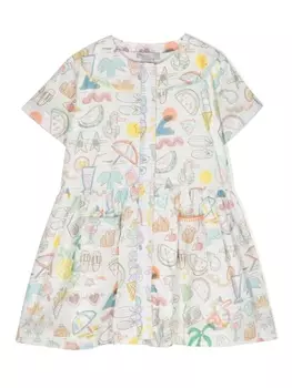 Stella McCartney Kids платье с принтом Summer Doodles, белый
