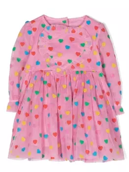 Stella McCartney Kids платье с принтом и вставками из тюля, розовый